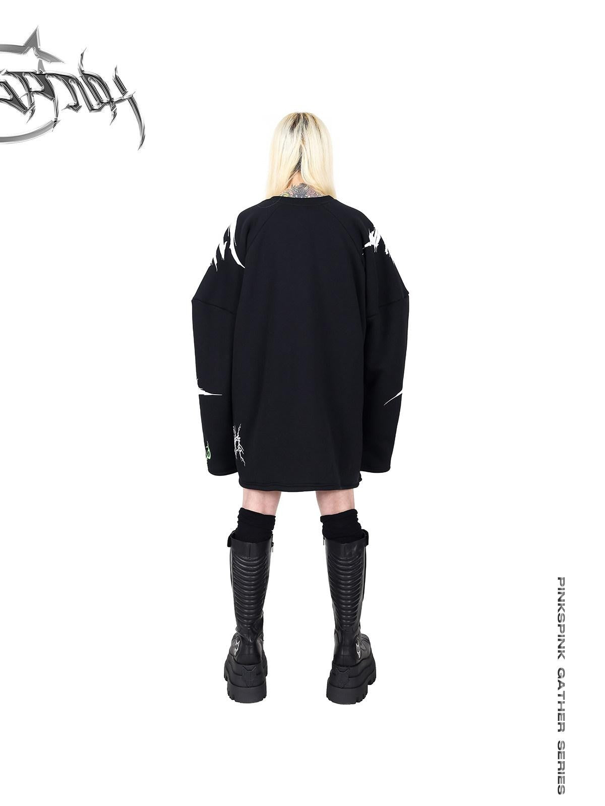 PINKSPINK Embroidered Letter Print Boxy Drop Shoulder Women's Fleece Sweatshirts