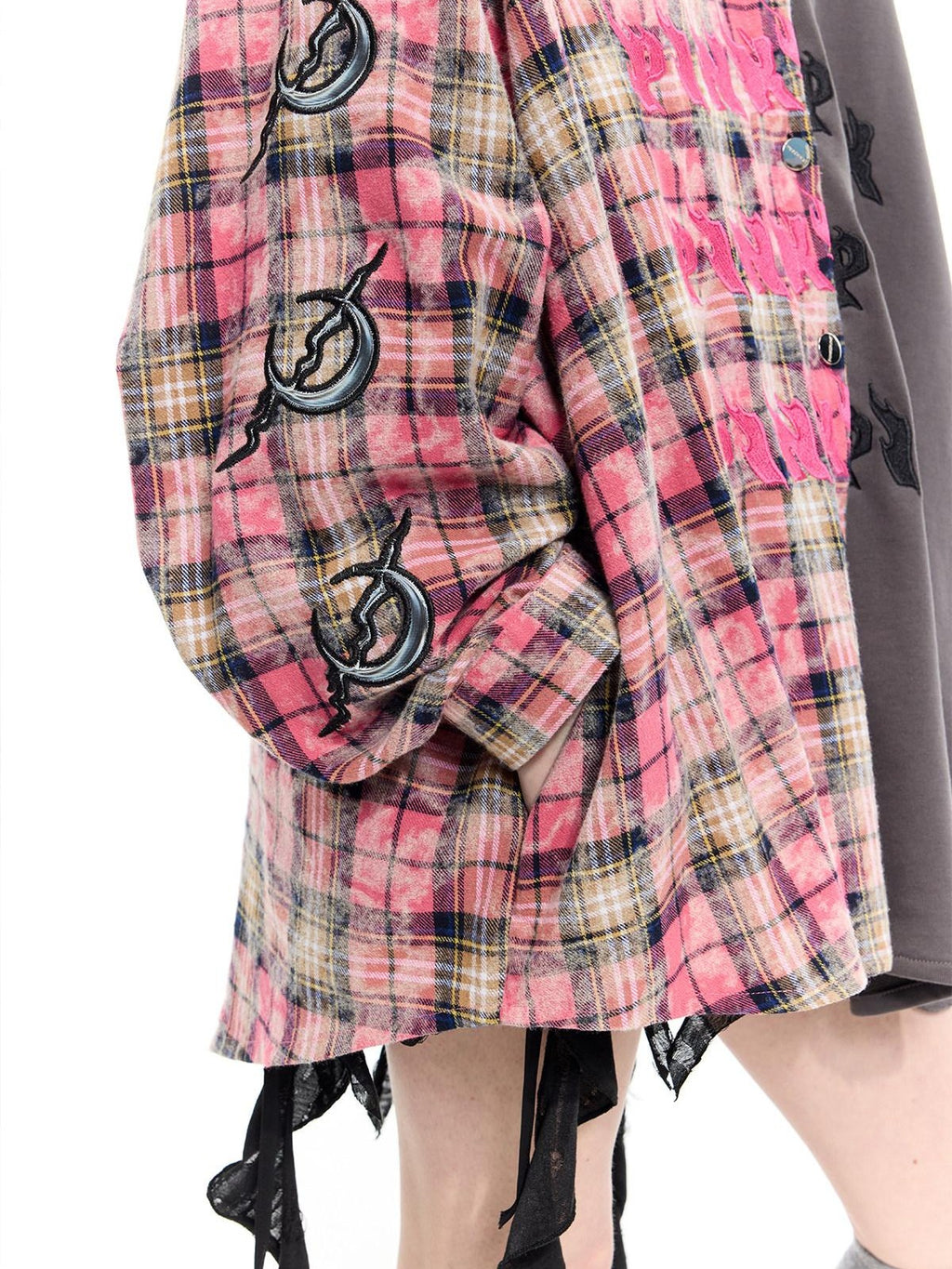 PINKSPINK Embroidered Patchwork Hooded Punk Women's Cotton Oversized Tunic Blouses