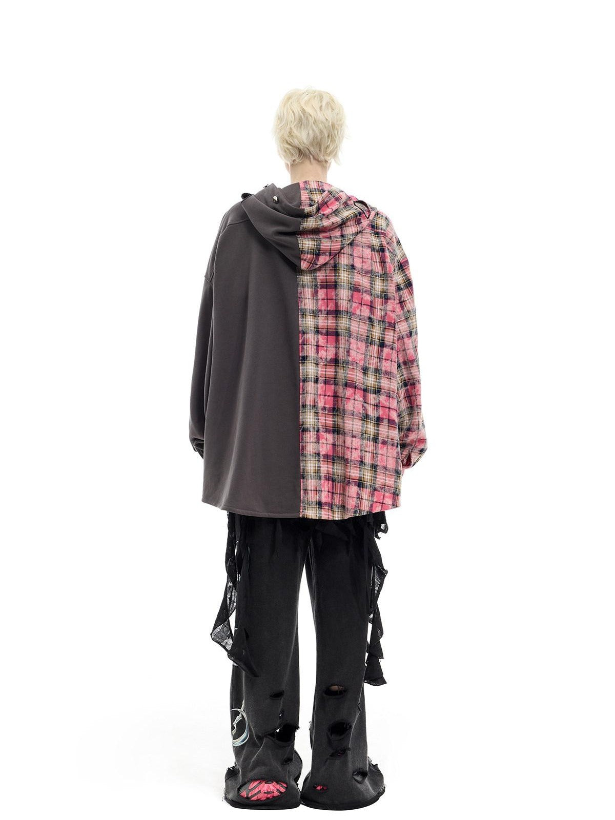 PINKSPINK Embroidered Patchwork Hooded Punk Women's Cotton Oversized Tunic Blouses