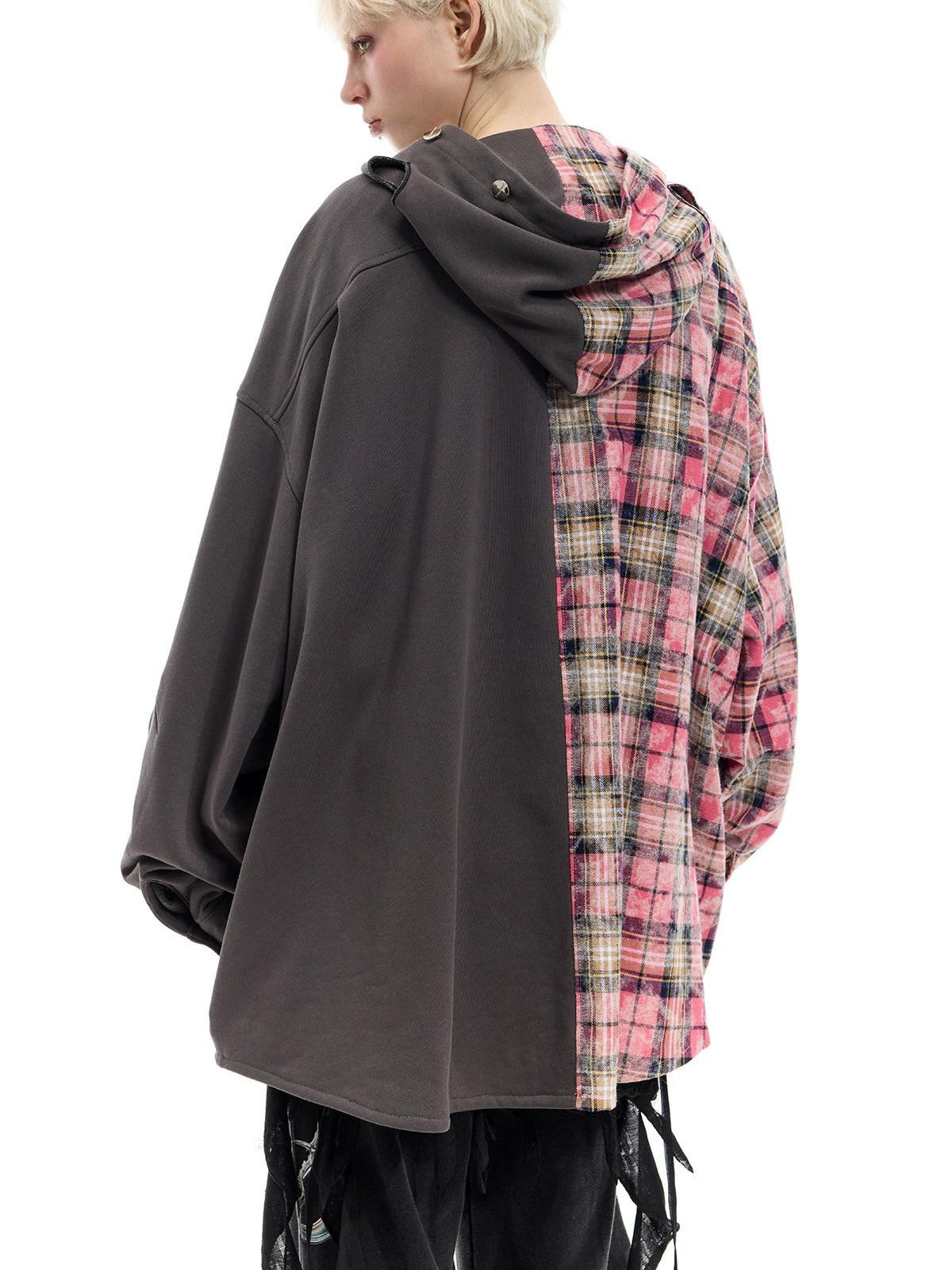 PINKSPINK Embroidered Patchwork Hooded Punk Women's Cotton Oversized Tunic Blouses
