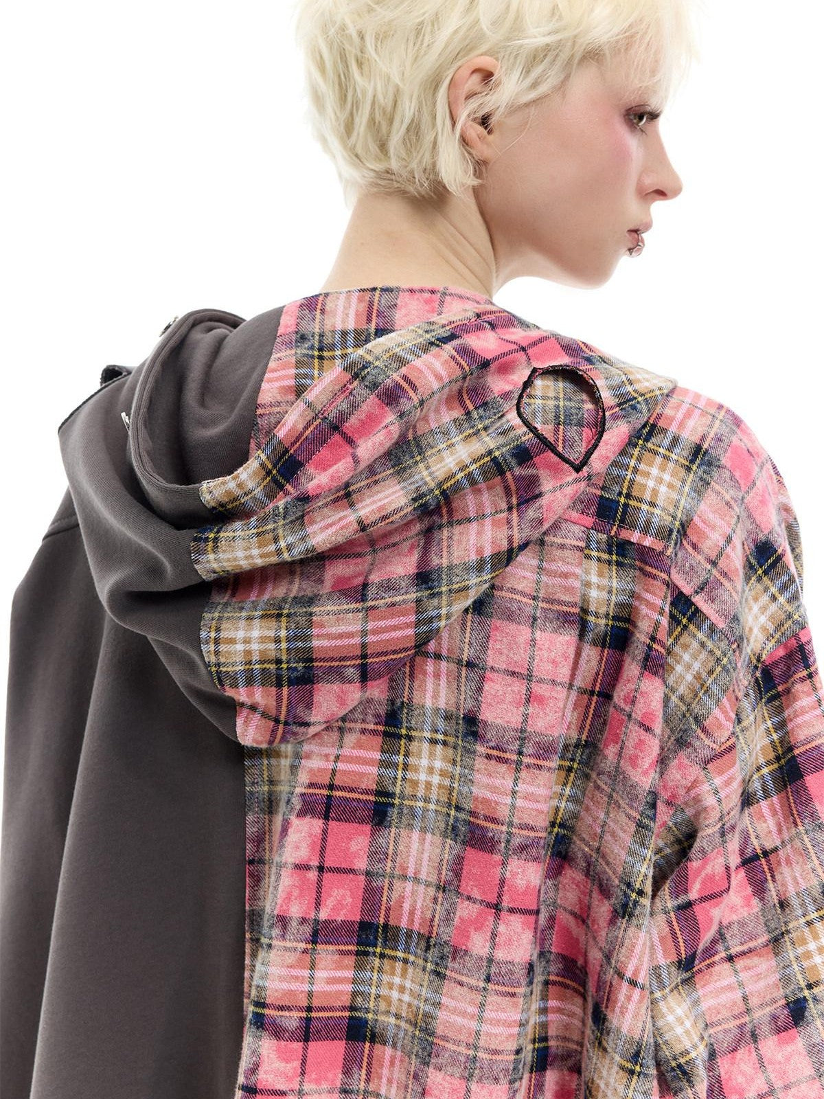 PINKSPINK Embroidered Patchwork Hooded Punk Women's Cotton Oversized Tunic Blouses