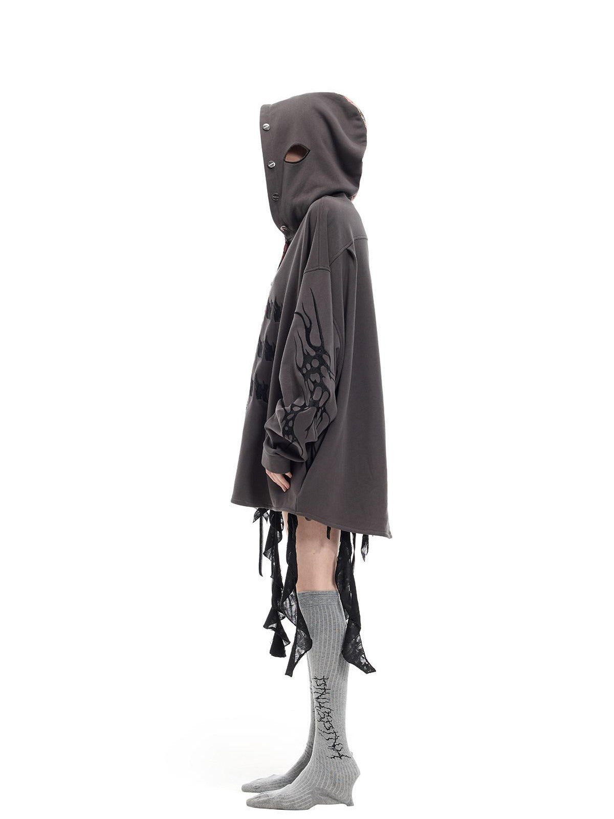 PINKSPINK Embroidered Patchwork Hooded Punk Women's Cotton Oversized Tunic Blouses
