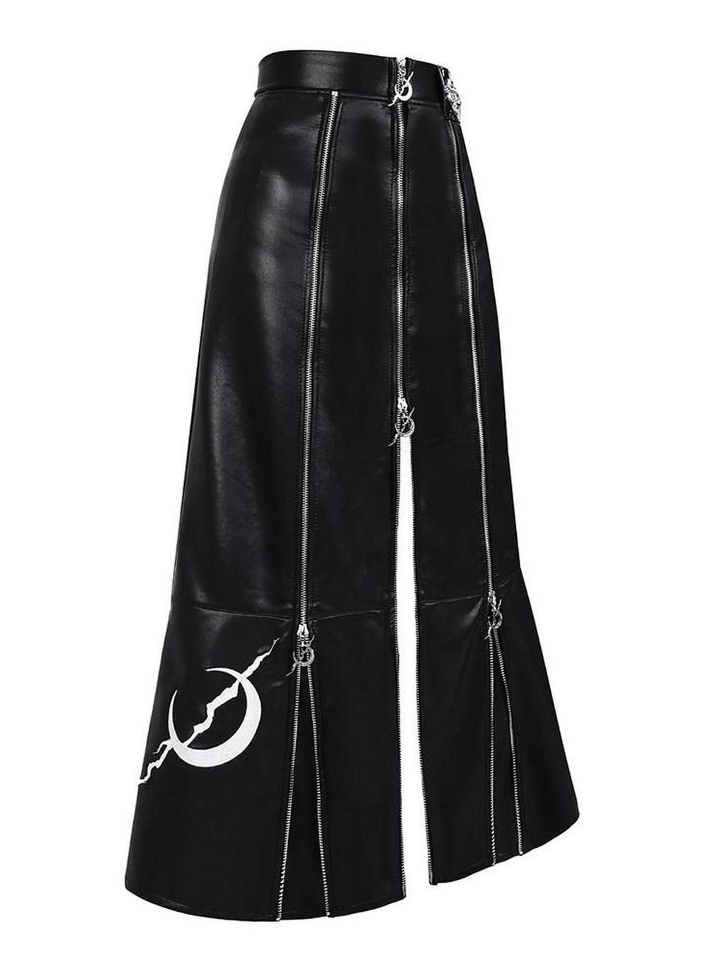 PINKSPINK Embroidered Zipper Patchwork A Line Women's Pu Leather Skirts