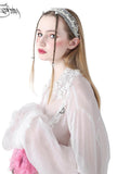PINKSPINK Fairy Pearl Floral Trim Dangling Charm Women's Lace Headbands