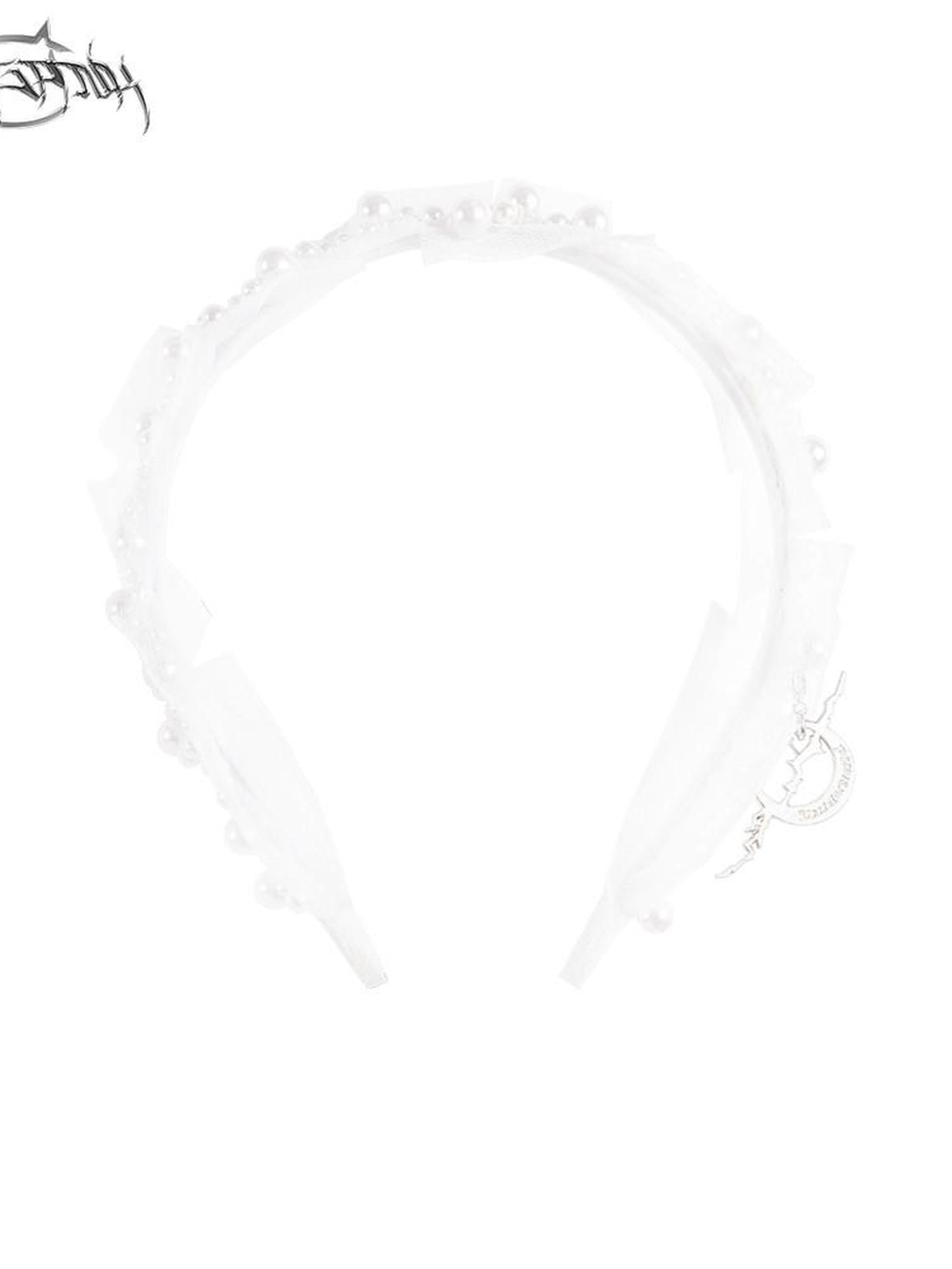 PINKSPINK Fairy Pearl Floral Trim Dangling Charm Women's Lace Headbands