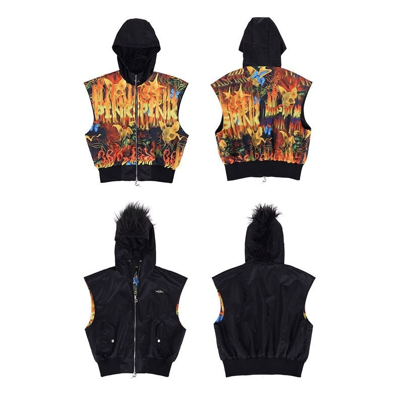 PINKSPINK_Flame_Cat_Mohawk_Rock_Punk_Reversible_Hooded_Women's_Polyester_Vests_801215304327_MISSTT