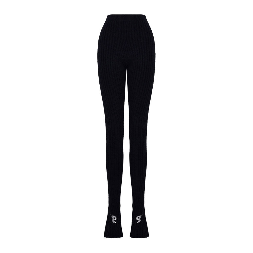 PINKSPINK_Flame_Embroidery_Asymmetrical_Micro_Flare_Knit_Women's_Fleece_Lined_Yarn_Leggings_847756307961_MISSTT