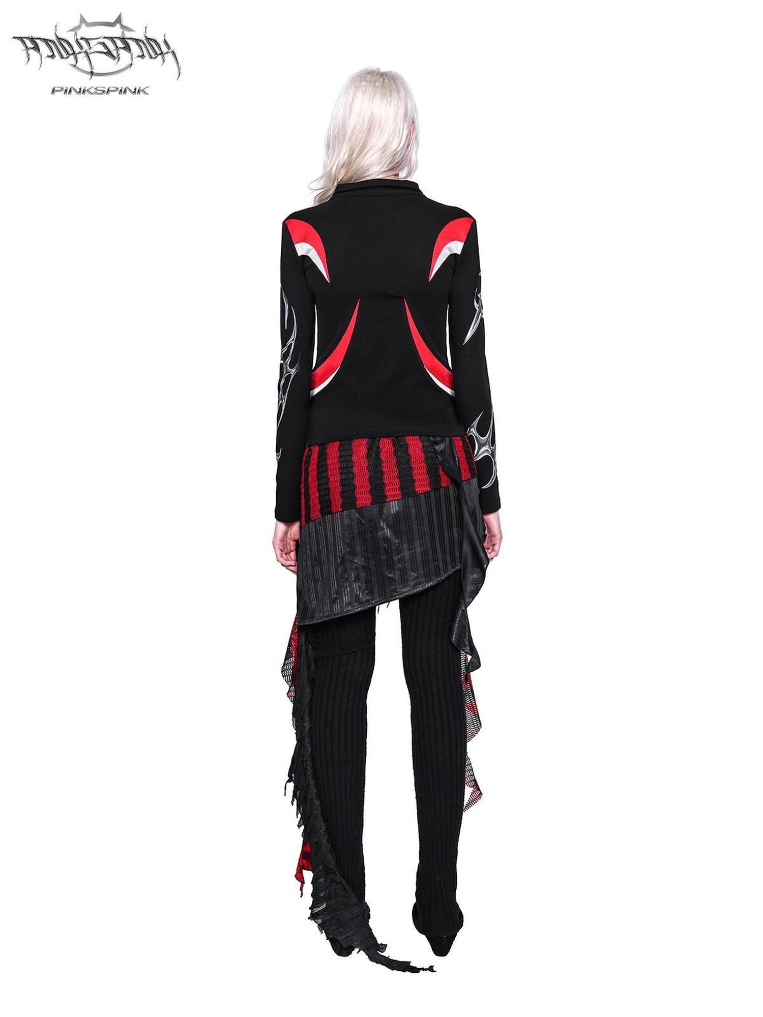 PINKSPINK Flame Embroidery Asymmetrical Micro Flare Knit Women's Fleece Lined Yarn Leggings