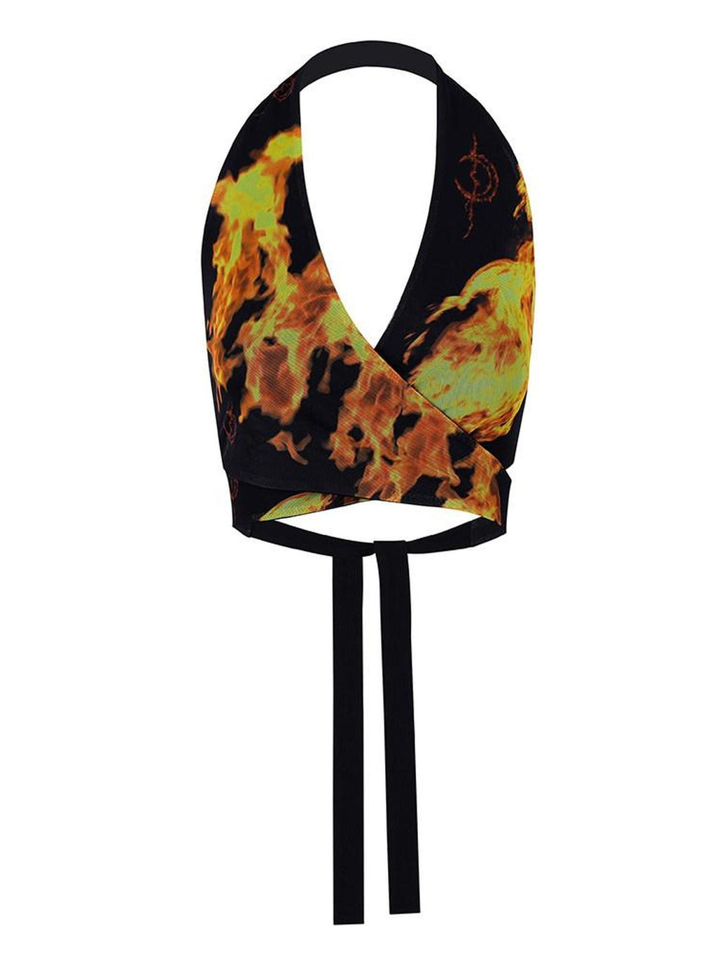 PINKSPINK Flame Handpainted 3d Cropped Short Slim Women's Other Fabric Halter Tops