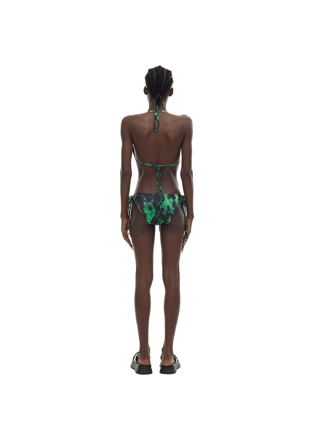 PINKSPINK Flame Neon Green Ring Detail Women's Polyester Triangle Bikinis