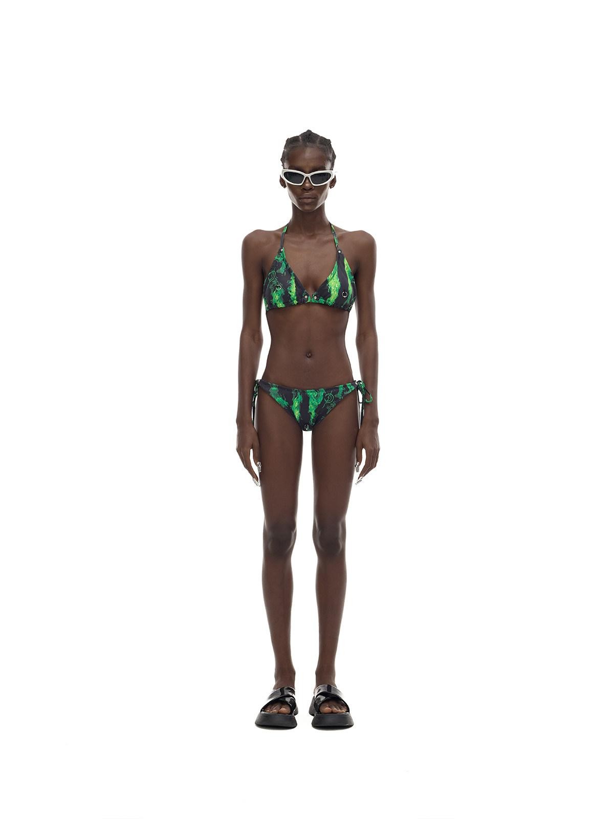 PINKSPINK Flame Neon Green Ring Detail Women's Polyester Triangle Bikinis