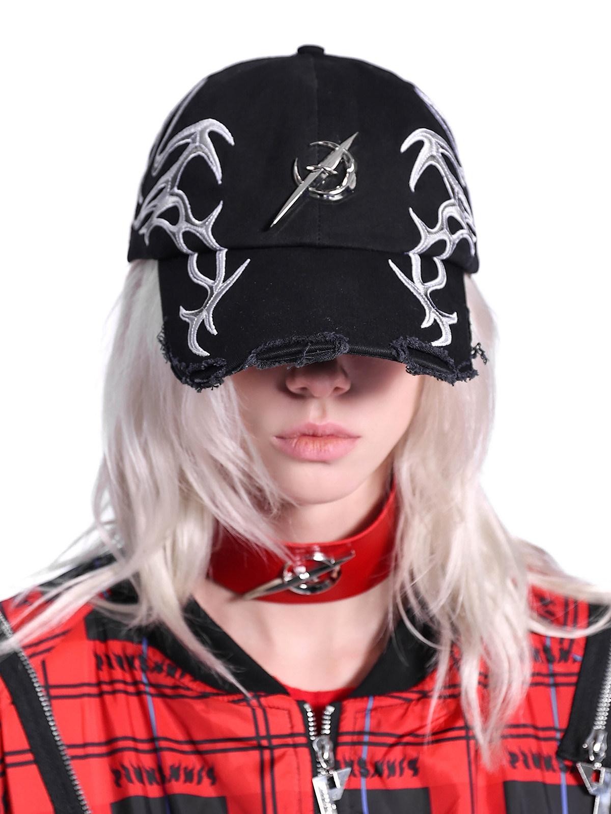 PINKSPINK Flame Red Plaid Zipper Patchwork Stand Collar Rock Punk Women's Puffer Jackets