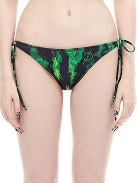 PINKSPINK Fluorescent Green Flame Ring Detail Women's Polyester Triangle Bikinis