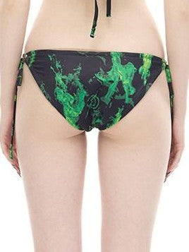 PINKSPINK Fluorescent Green Flame Ring Detail Women's Polyester Triangle Bikinis