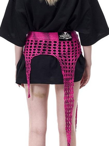 PINKSPINK Four Star Thorn Embroidered Knit Women's Acrylic Mini Skirts