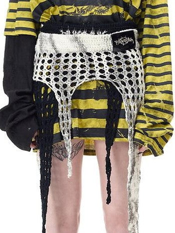 PINKSPINK Four Star Thorn Embroidered Knit Women's Acrylic Mini Skirts