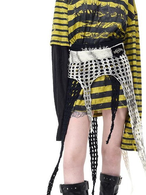 PINKSPINK Four Star Thorn Embroidered Knit Women's Acrylic Mini Skirts