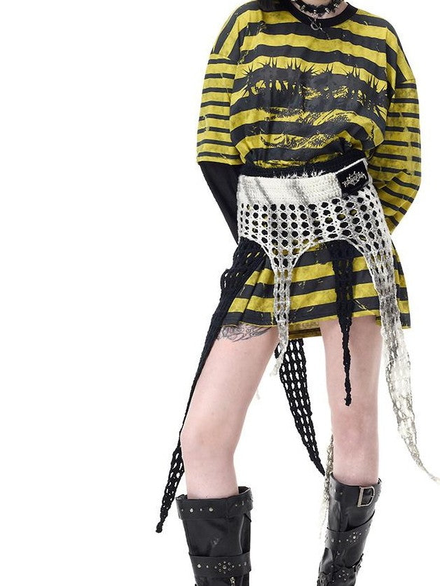 PINKSPINK Four Star Thorn Embroidered Knit Women's Acrylic Mini Skirts