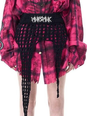 PINKSPINK Four Star Thorn Embroidered Knit Women's Acrylic Mini Skirts