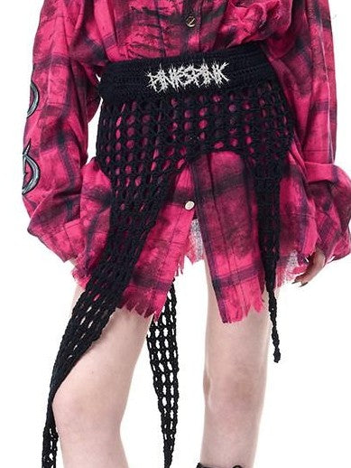 PINKSPINK Four Star Thorn Embroidered Knit Women's Acrylic Mini Skirts