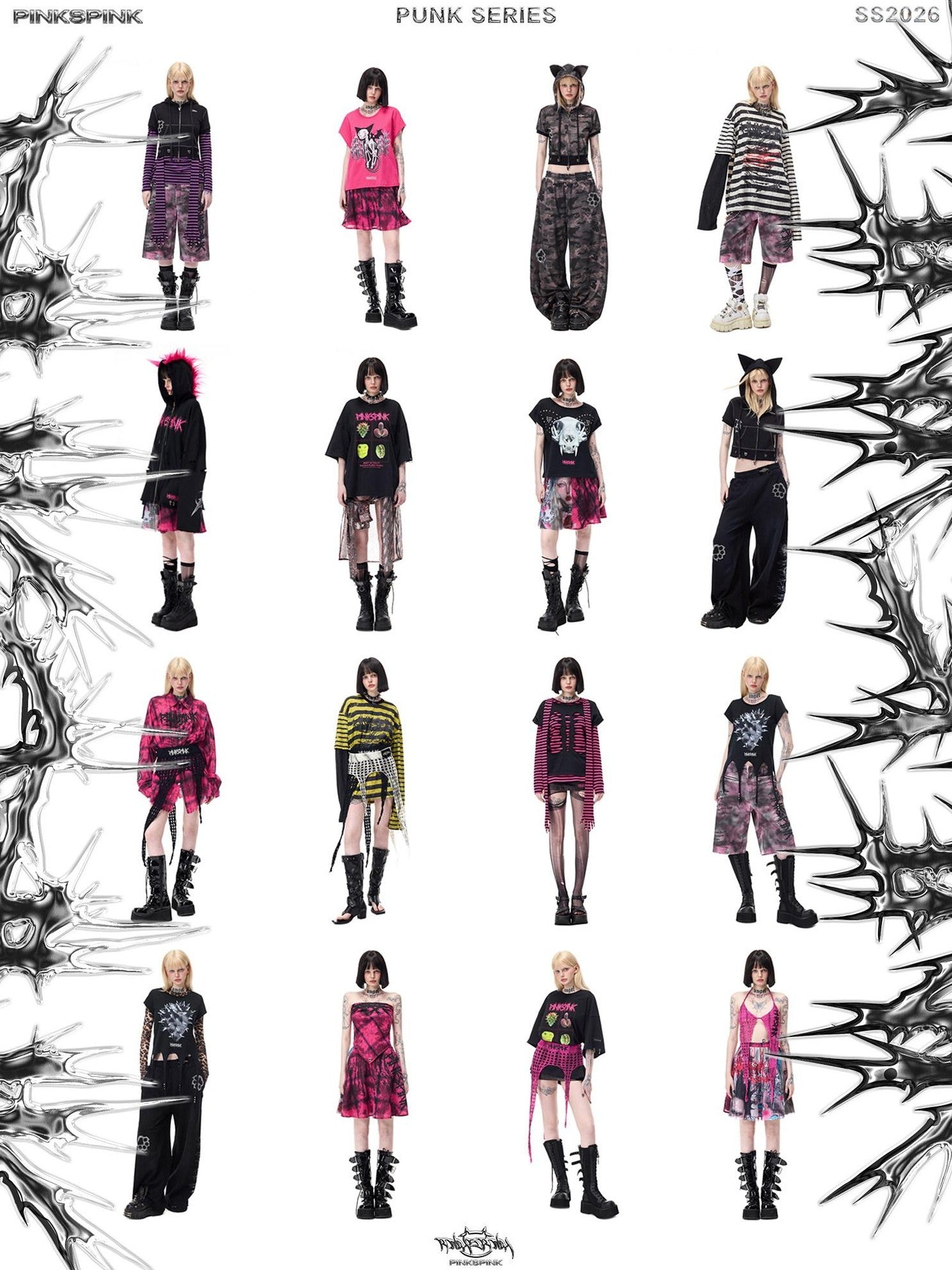 PINKSPINK Four Star Thorn Embroidered Knit Women's Acrylic Mini Skirts