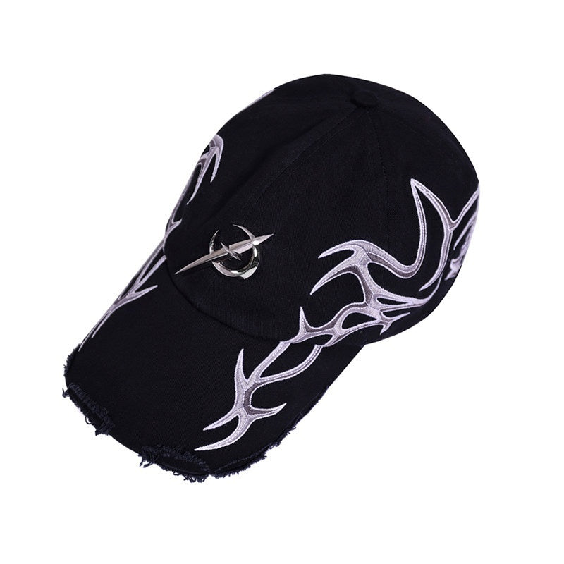 PINKSPINK_Futuristic_Embroidered_Black_Red_Racing_Stripe_Women's_Cotton_Baseball_Caps_849946919642_MISSTT