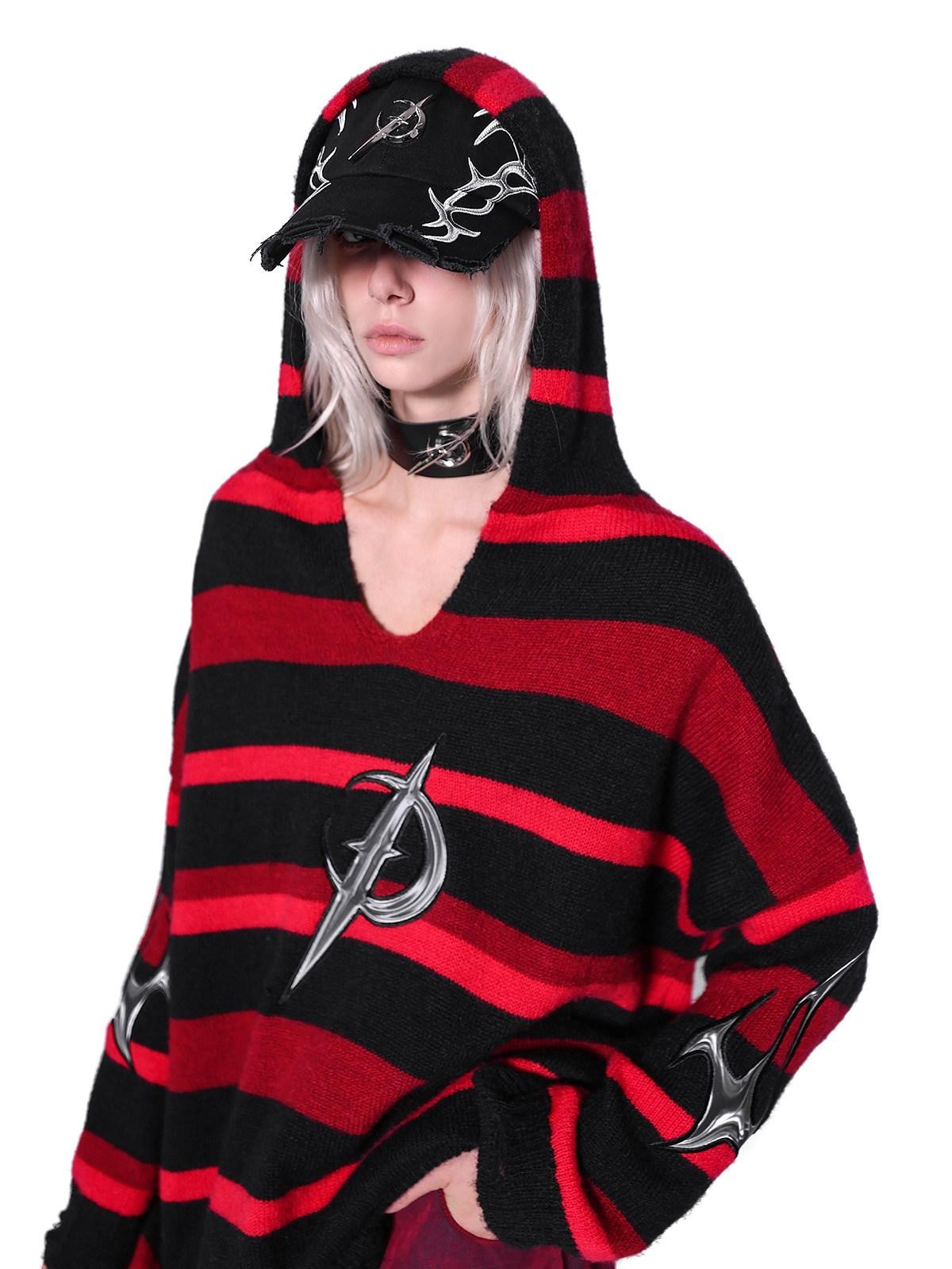 PINKSPINK Futuristic Embroidered Black Red Racing Stripe Women's Cotton Baseball Caps