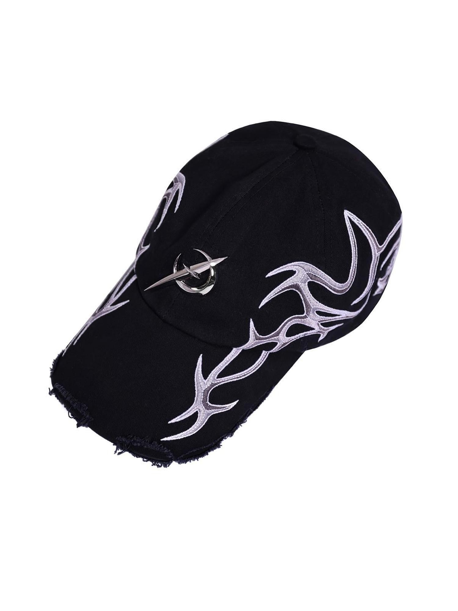 PINKSPINK Futuristic Embroidered Black Red Racing Stripe Women's Cotton Baseball Caps