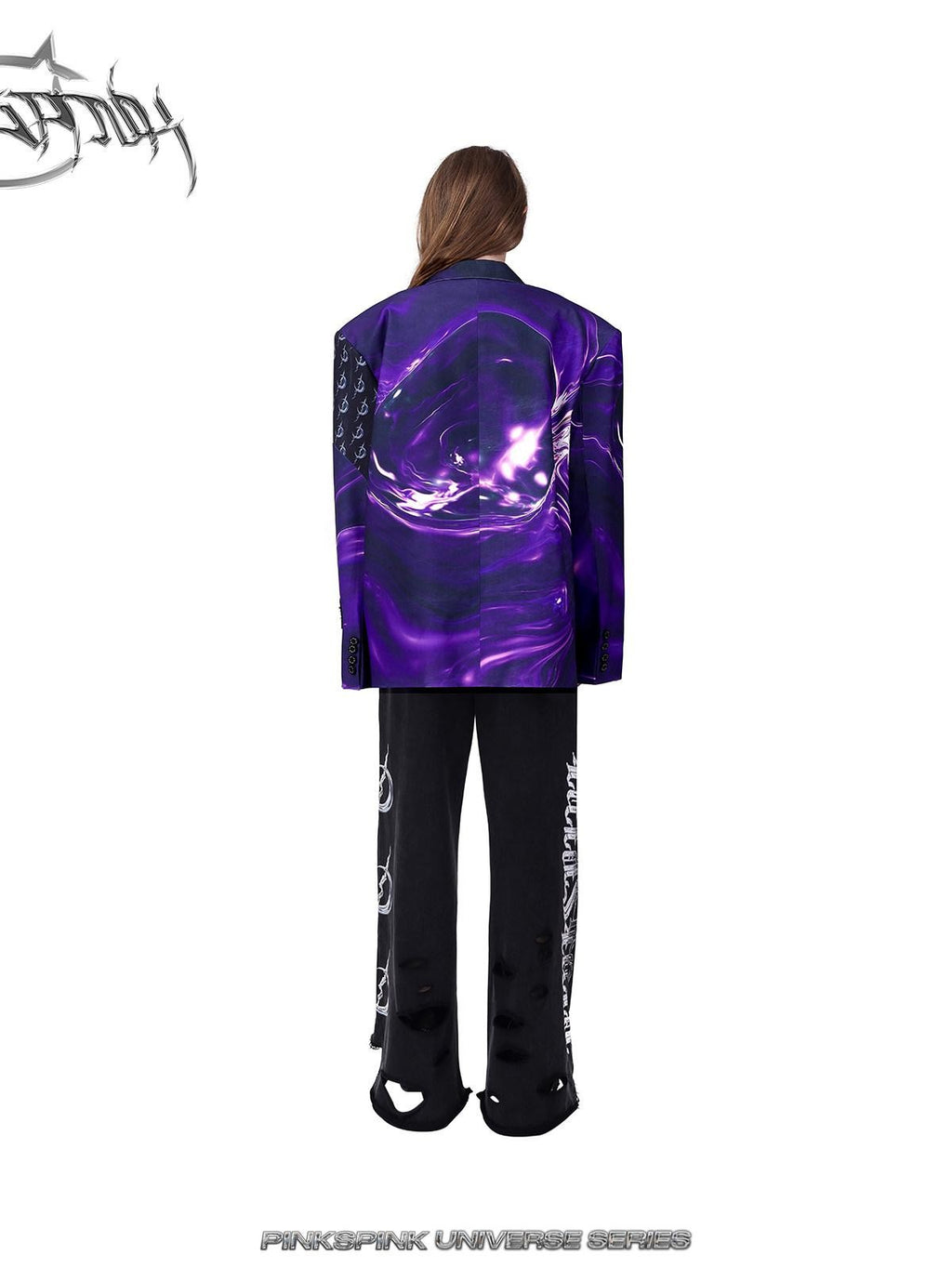 PINKSPINK Galactic Digital 3d Print Patchwork Embroidered Women's Polyester Blazers