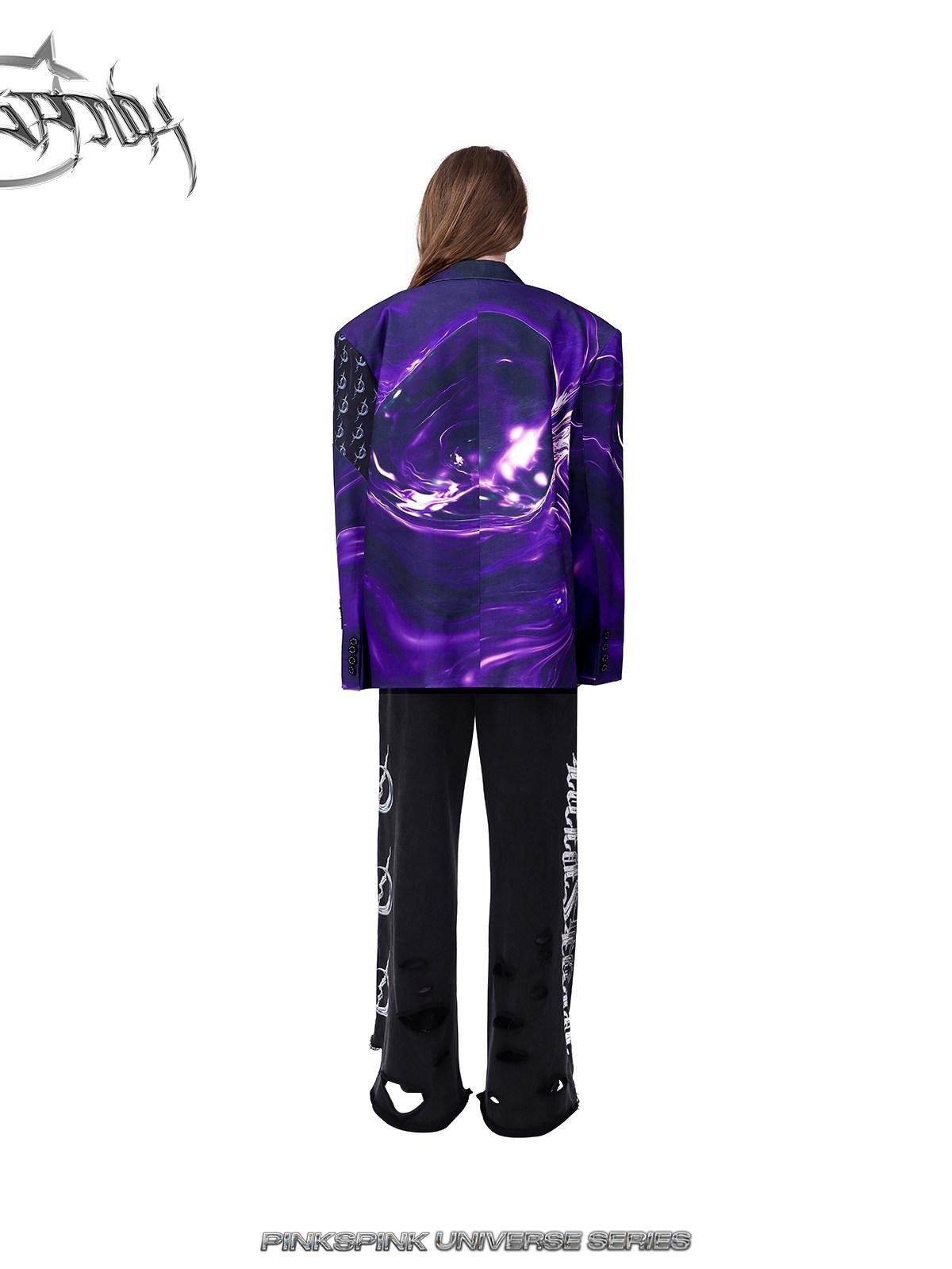 PINKSPINK Galactic Digital 3d Print Patchwork Embroidered Women's Polyester Blazers