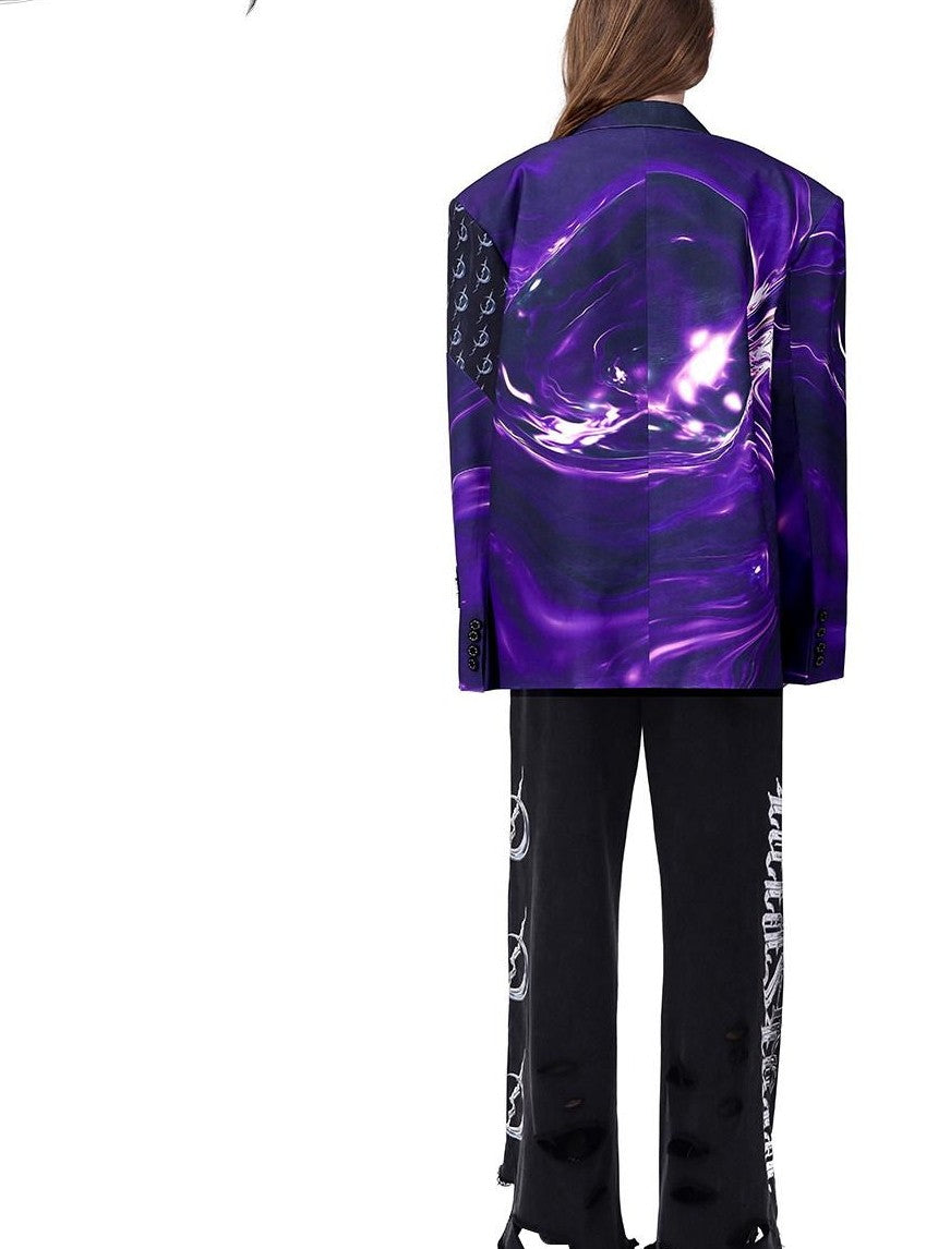 PINKSPINK Galaxy 3d Digital Embroidered Patchwork Oversized Women's Polyester Blazers