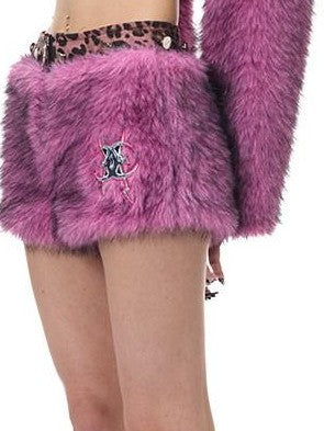 PINKSPINK Gradient Fluffy Structured High Collar Y2k Women's Faux Fur Cropped Jackets
