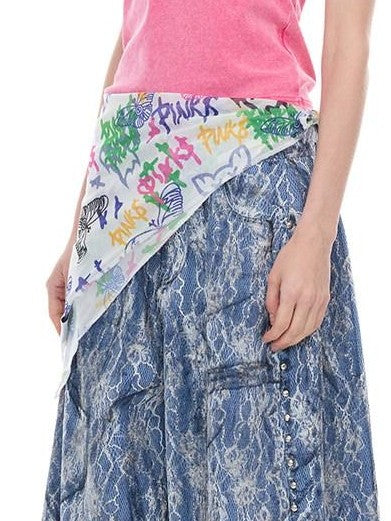 PINKSPINK Graffiti Butterfly Cat Digital Print Mesh Women's Polyester Headdresses