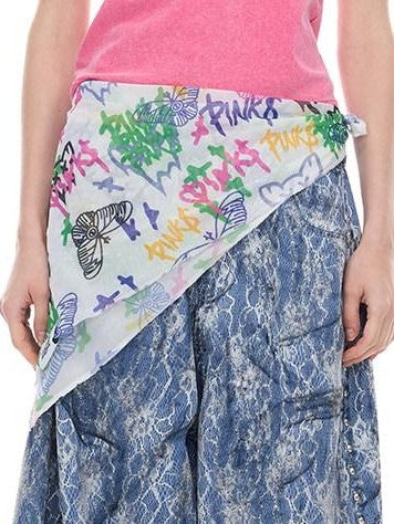 PINKSPINK Graffiti Butterfly Cat Digital Print Mesh Women's Polyester Headdresses