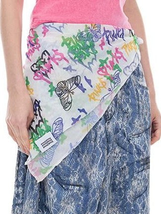 PINKSPINK Graffiti Butterfly Cat Digital Print Mesh Women's Polyester Headdresses