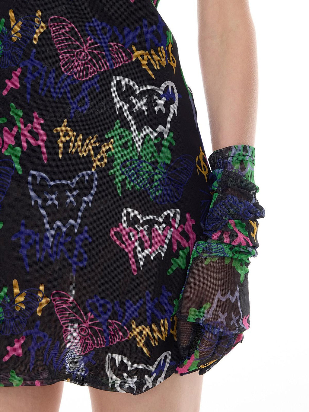 PINKSPINK Graffiti Chain Slim Aline Women's Polyester Halter Mini Dresses