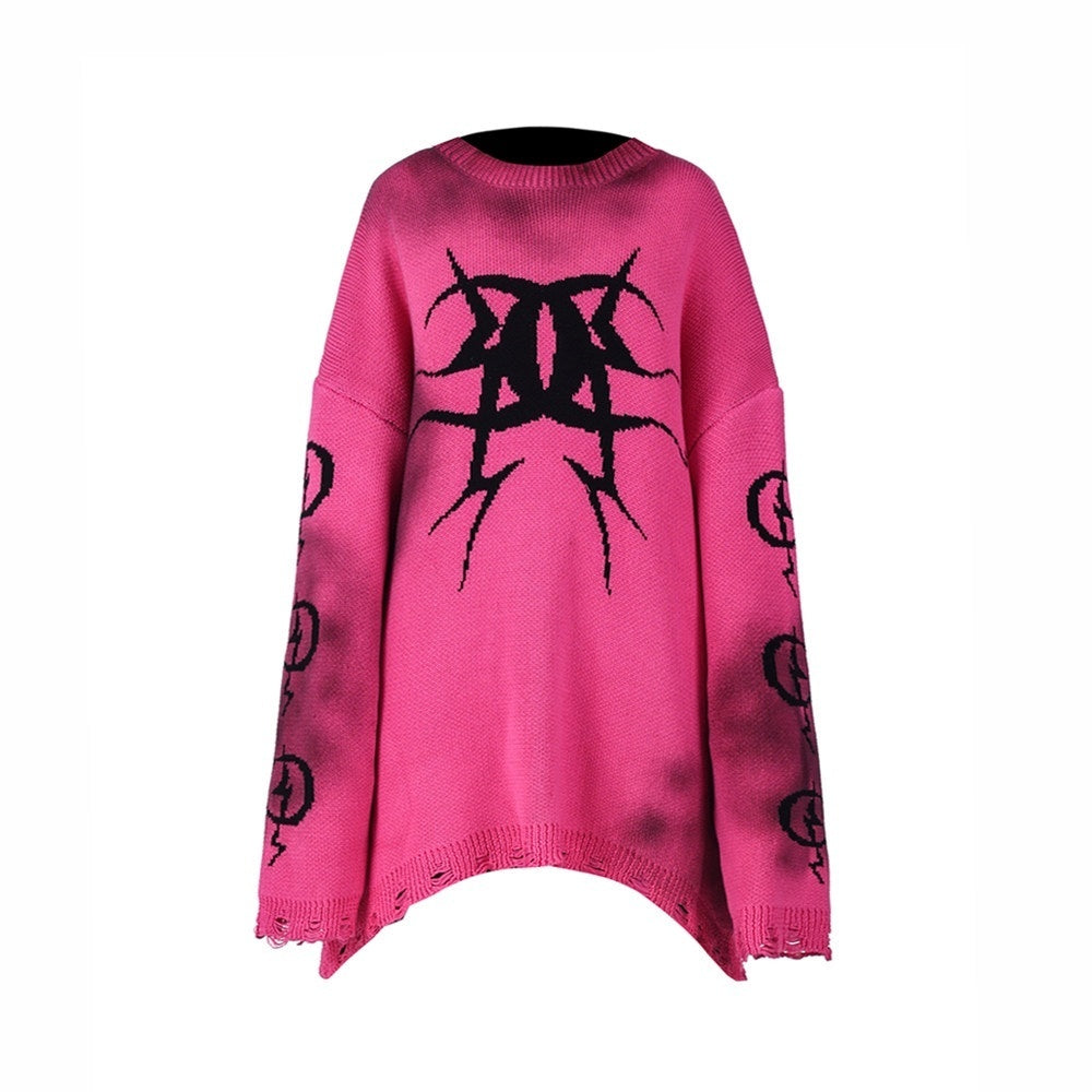 PINKSPINK_Graffiti_Colorblock_Loose_Street_Women's_Acrylic_Blend_Pullover_Sweaters_745074313055_MISSTT