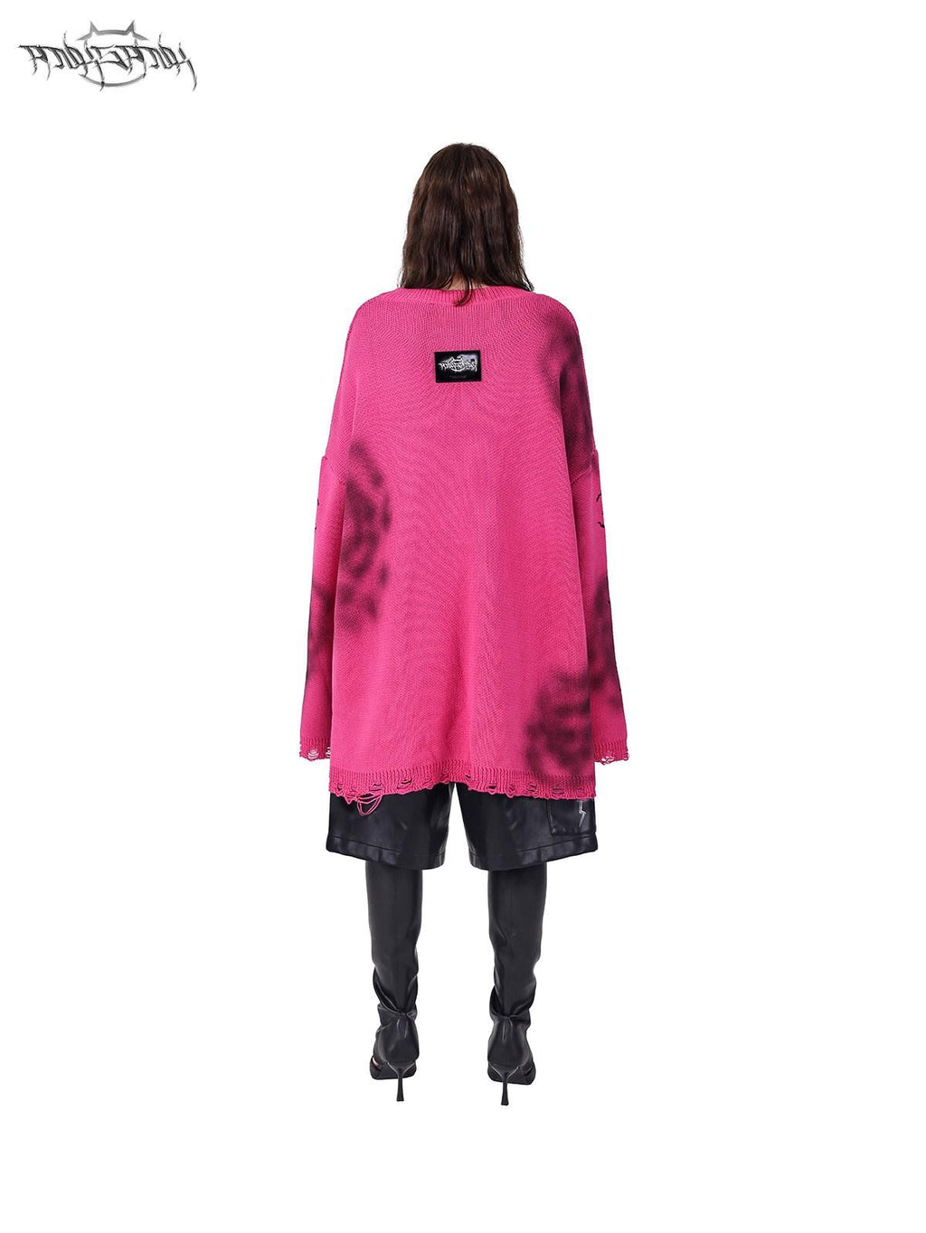 PINKSPINK Graffiti Colorblock Loose Street Women's Acrylic Blend Pullover Sweaters