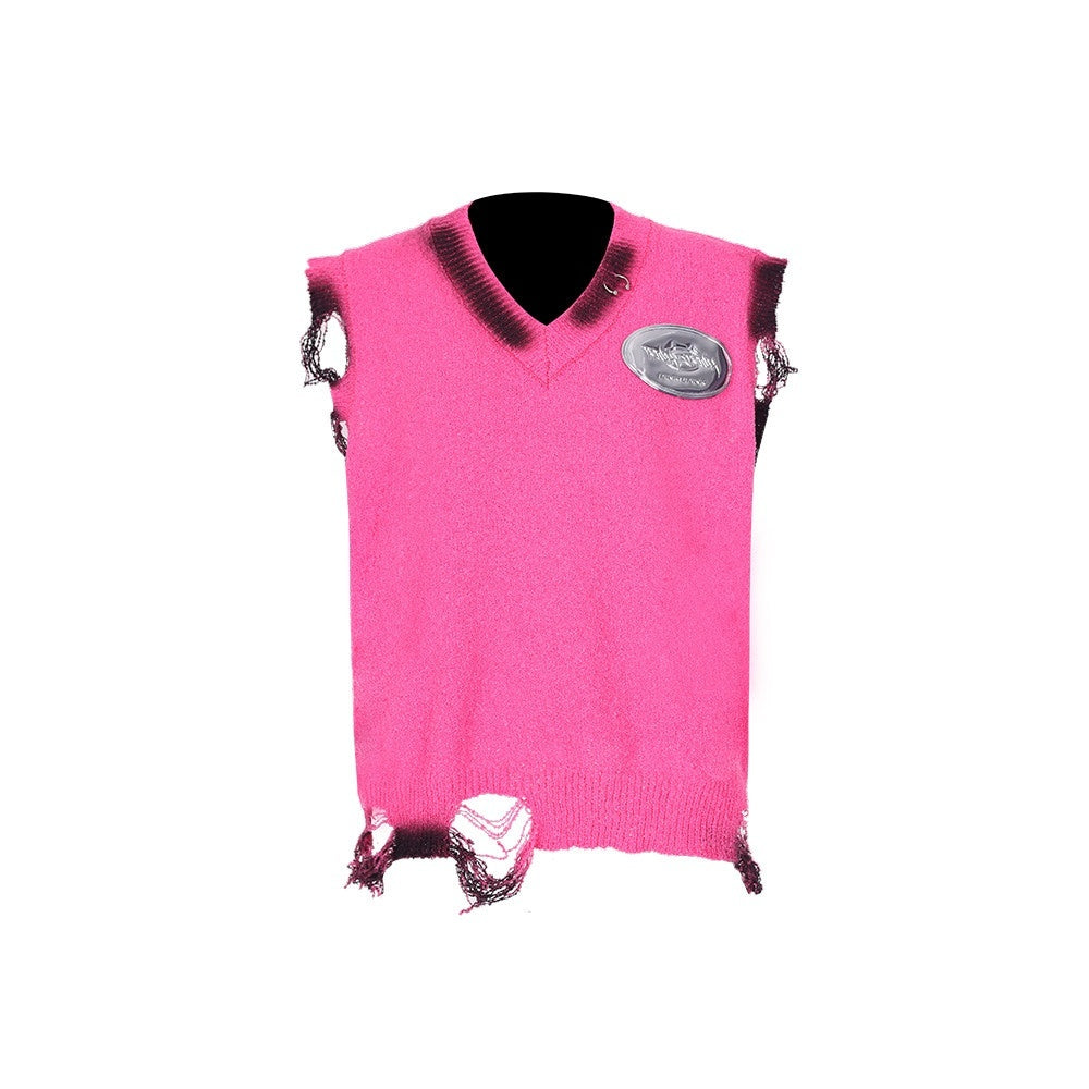 PINKSPINK_Graffiti_Paint_Splatter_Hand_Distressed_V-neck_Women's_Cotton_Vests_770523790136_MISSTT
