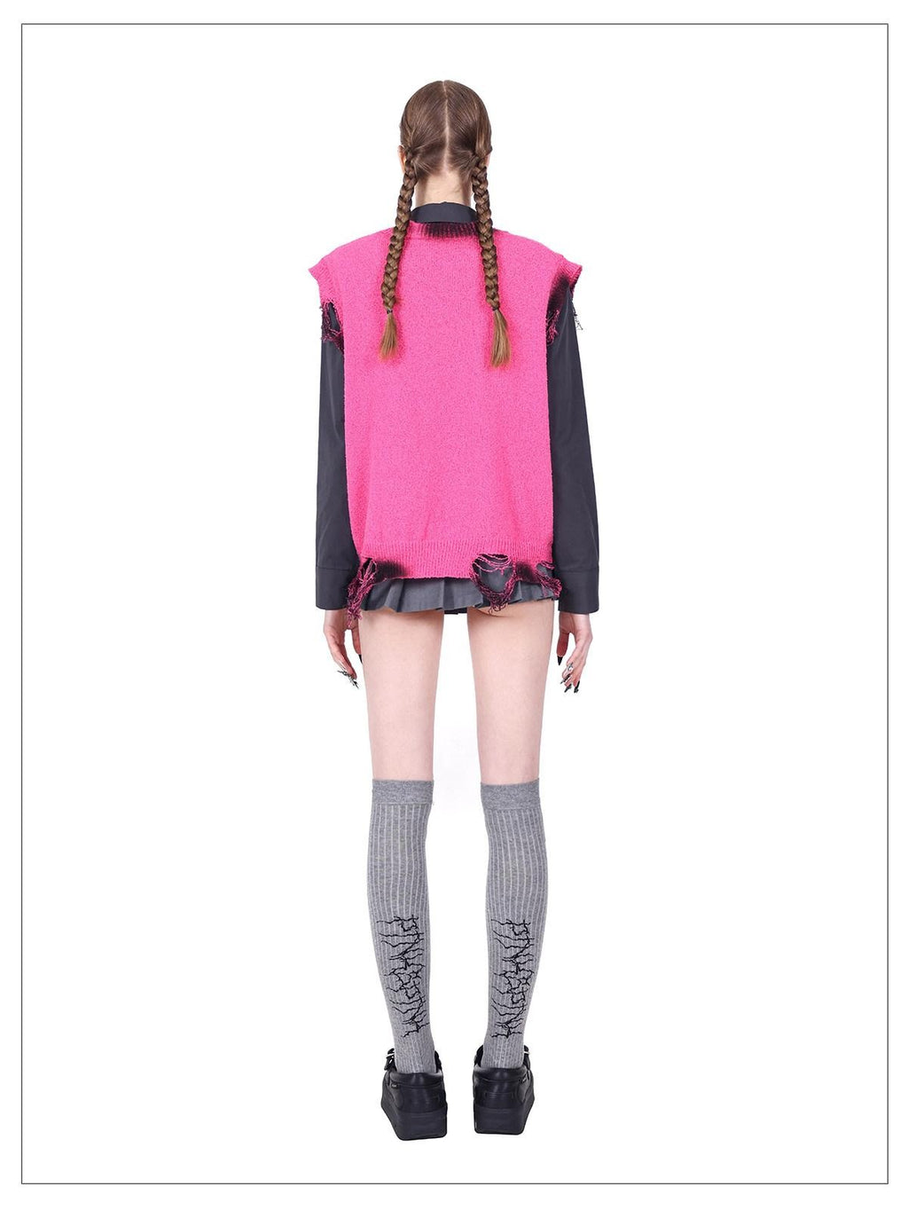 PINKSPINK Gray Asymmetric Patchwork Polo Collar Button Slim Women's Cotton Cropped Shirts