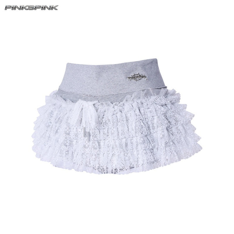 PINKSPINK_Gray_Layered_Lace_Embroidered_Punk_Ballet_Sporty_Women's_Polyester_Hot_Pants_928031296643_MISSTT