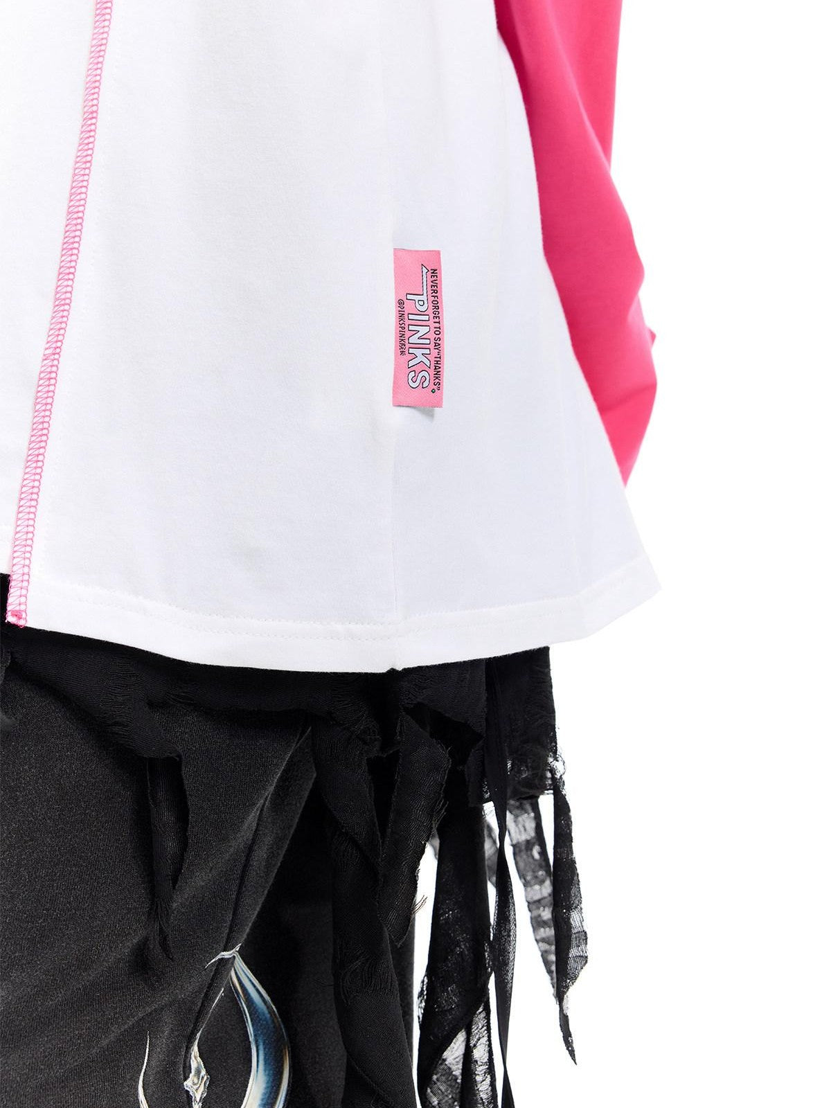 PINKSPINK Green Pink Futuristic Print Patchwork Raglan Women's Cotton Long Sleeve T-shirts