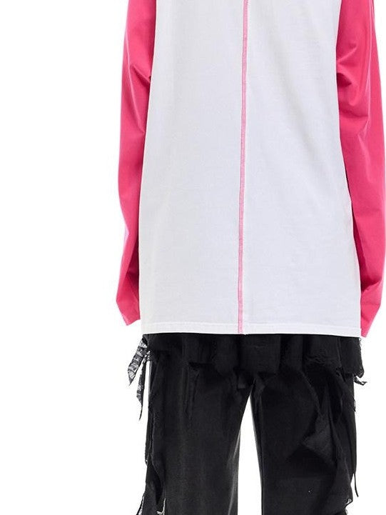 PINKSPINK Green Pink Text Print Spliced Raglan Women's Cotton Long Sleeve T-shirts