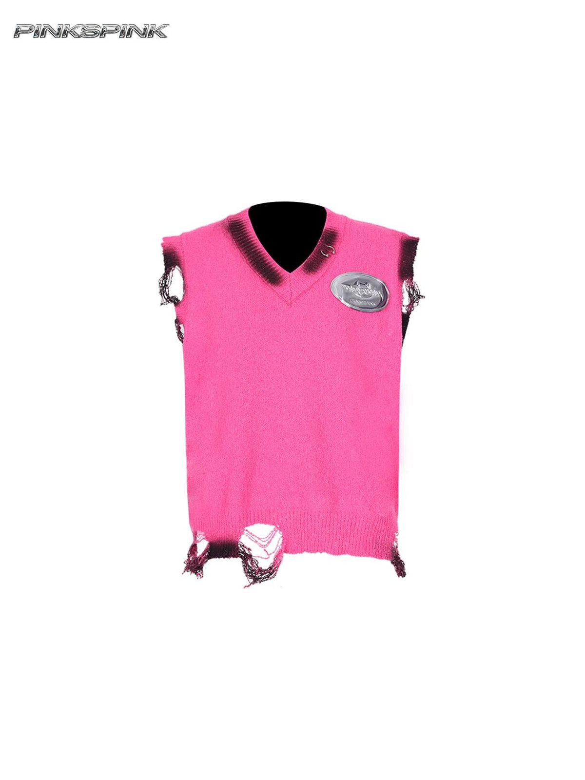 PINKSPINK Hand Painted Distressed Punk V-neck Women's Cotton Sweaters