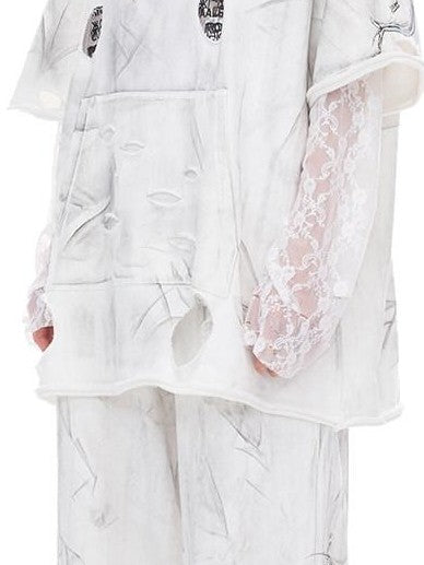 PINKSPINK Irregular Ripped Embroidered Punk Coated Women's Cotton Sweatpants