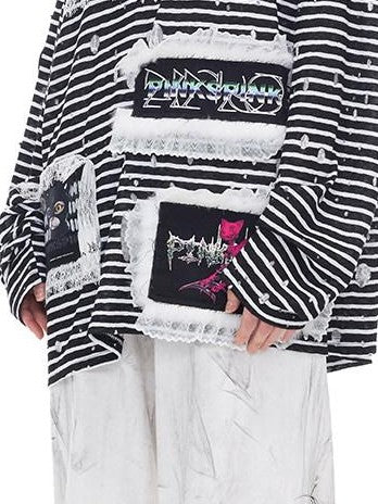 PINKSPINK Irregular Ripped Embroidered Punk Coated Women's Cotton Sweatpants