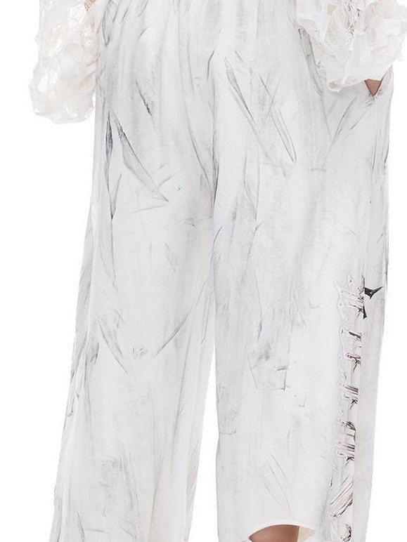 PINKSPINK Irregular Ripped Embroidered Punk Coated Women's Cotton Sweatpants