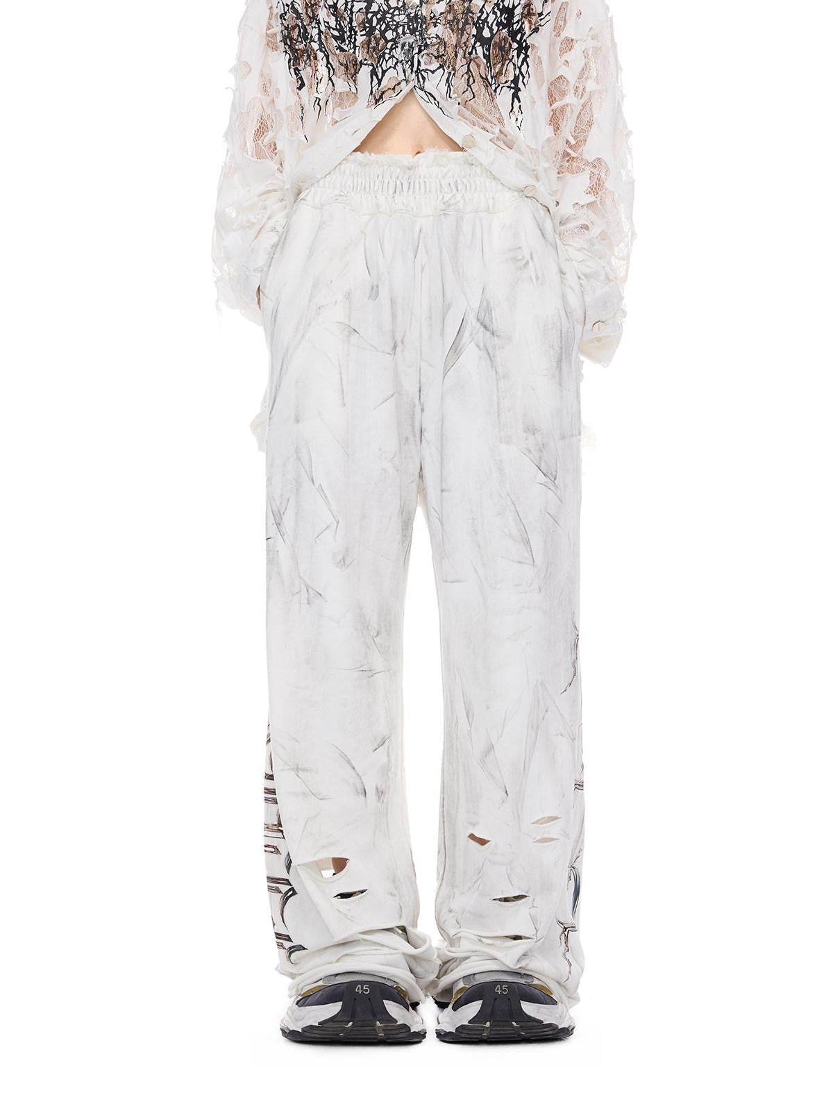 PINKSPINK Irregular Ripped Embroidered Women's Cotton High Waist Punk Sweatpants