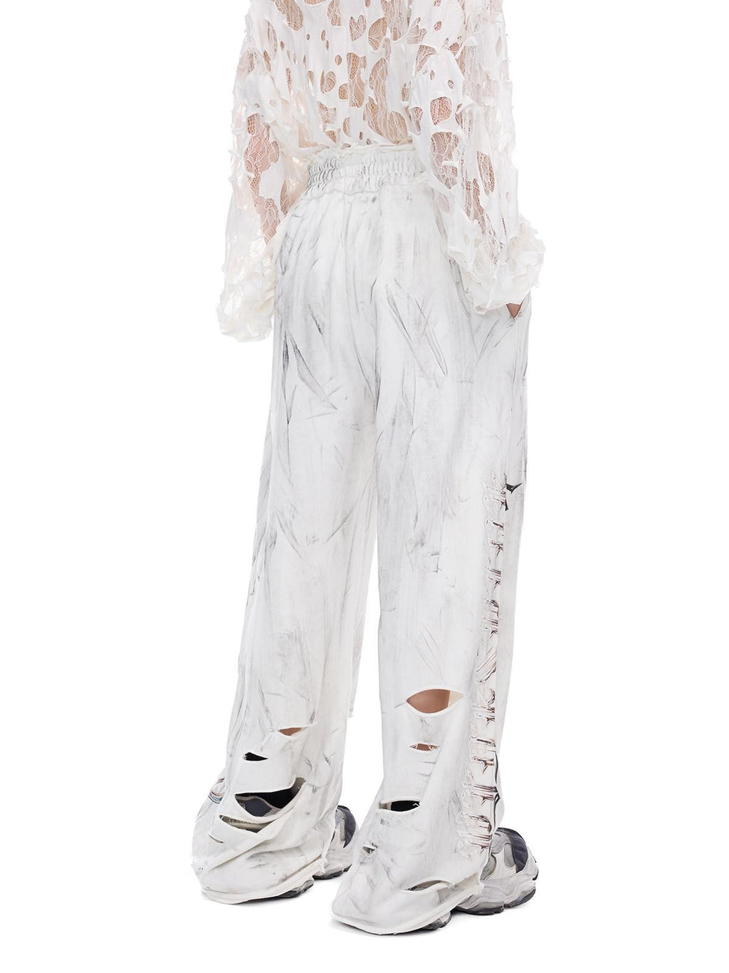 PINKSPINK Irregular Ripped Embroidered Women's Cotton High Waist Punk Sweatpants