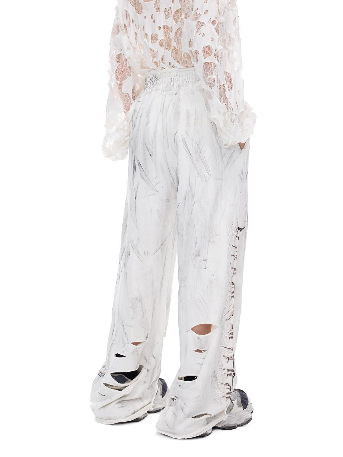 PINKSPINK Irregular Ripped Embroidered Women's Cotton High Waist Punk Sweatpants